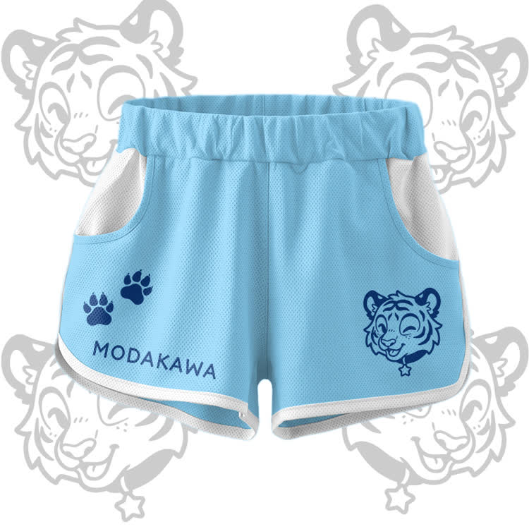 Happy Tiger Graphic Crop Tank Sport Top Shorts Bikini Modakawa Matching Outfit - Blue Shorts - 5XL - image 10