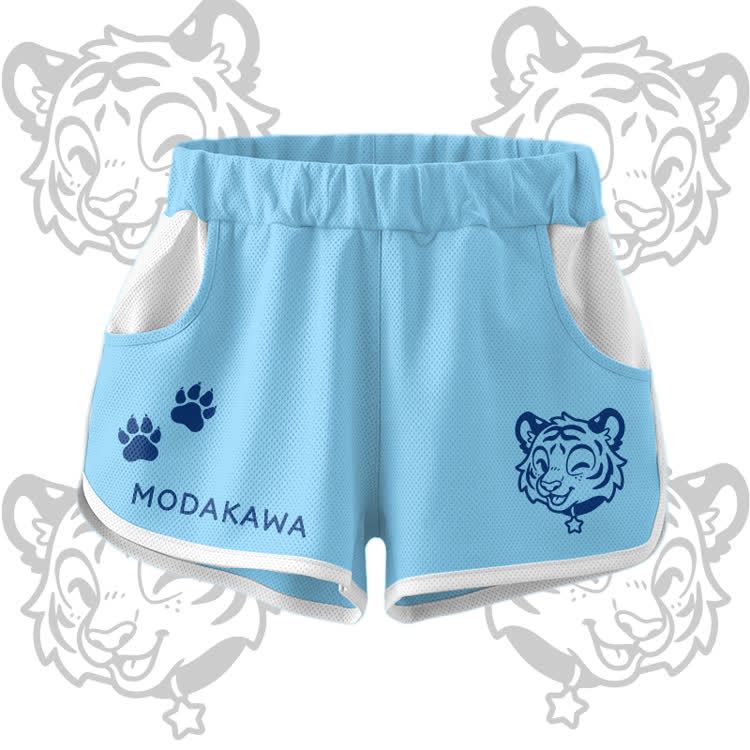 Happy Tiger Graphic Crop Tank Sport Top Shorts Bikini Modakawa Matching Outfit - Blue Shorts - 5XL - image 10