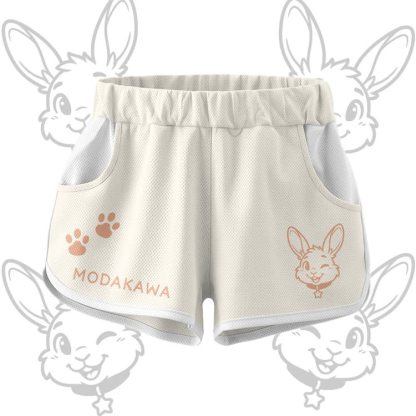 Wink Bunny Graphic Crop Tank Sport Top Shorts Bikini Modakawa Matching Outfit - Beige Shorts - 5XL - image 7