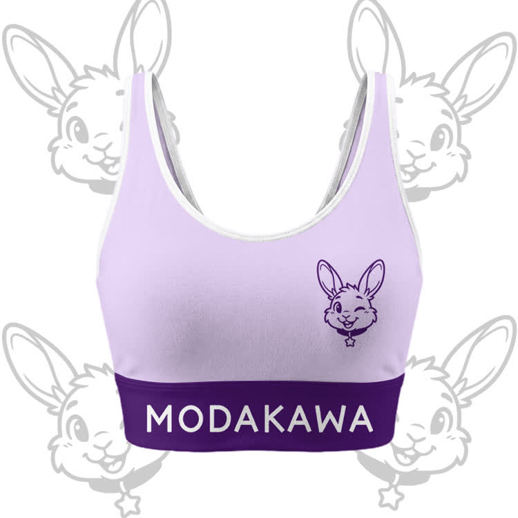 Wink Bunny Graphic Crop Tank Sport Top Shorts Bikini Modakawa Matching Outfit - Purple Top - 5XL - image 5