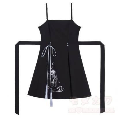 Sheer Mandarin Collar Top Jellyfish Embroidered Slip Dress Matching Outfit - Dress (Single) - XL - image 3