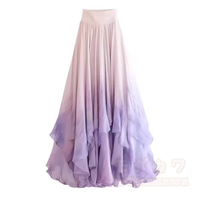 Tie Strap Top Gradient Ruffle Skirt Matching Outfit - Skirt (Single) - 3XL - image 3