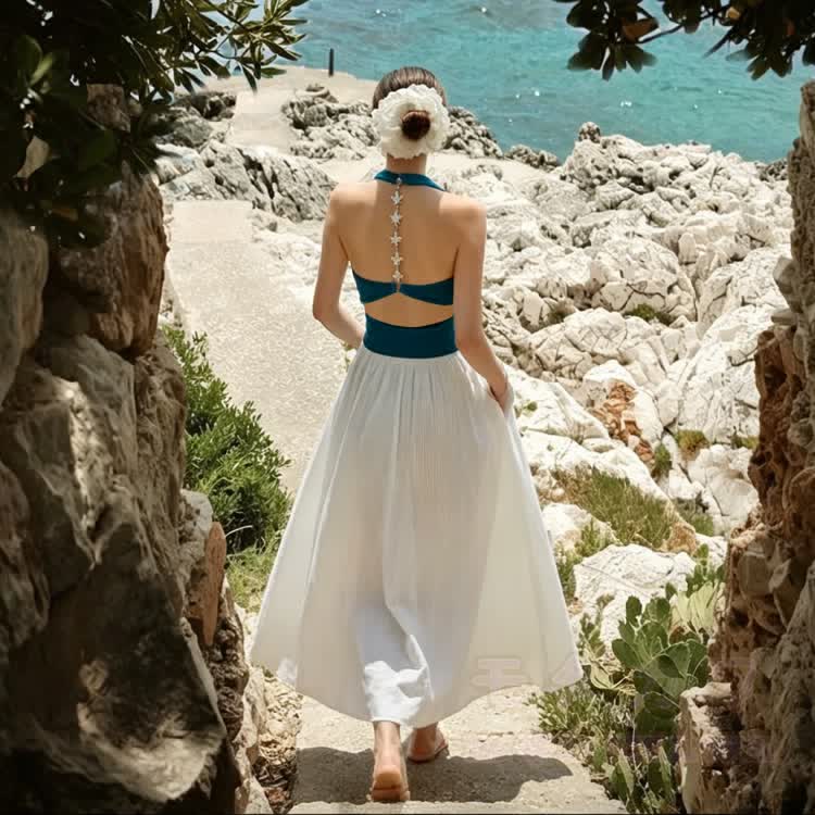 Star Chain Backless Halter Crop Top - image 2