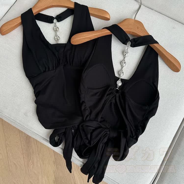 Bow Chain Backless Halter Top - image 12