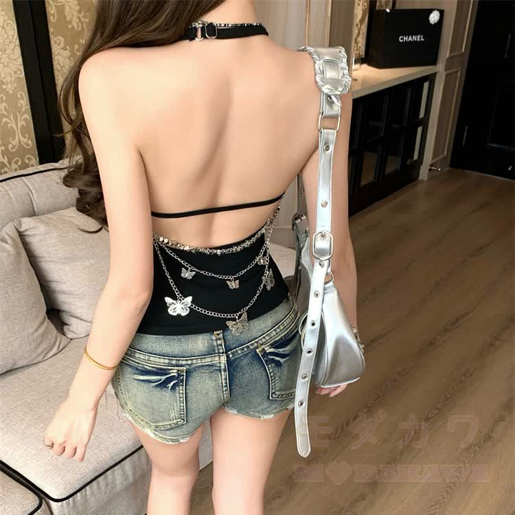 Butterfly Chain Backless Halter Top - image 7