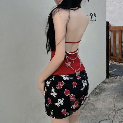 Butterfly Chain Backless Halter Top - image 5