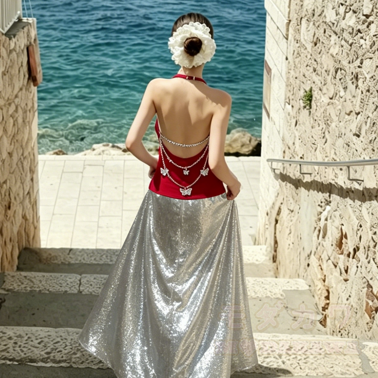 Butterfly Chain Backless Halter Top - image 2