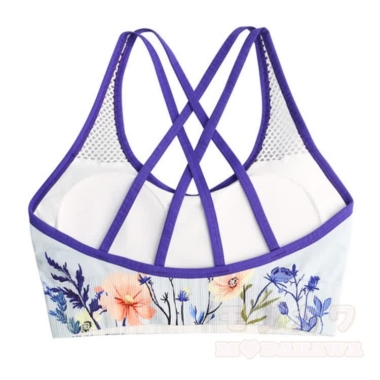 Floral Graphic Cross Back Sports Top Shorts Matching Outfit - image 6