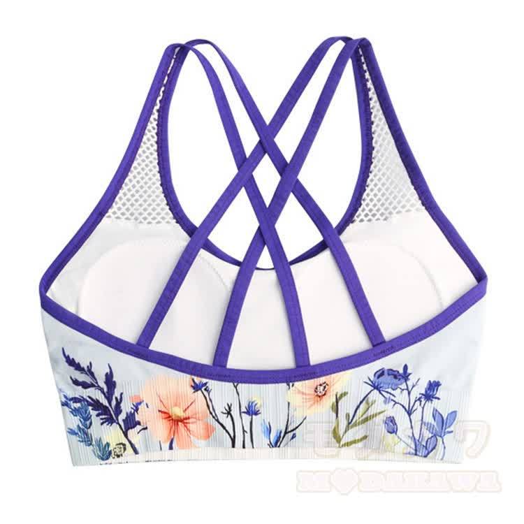 Floral Graphic Cross Back Sports Top Shorts Matching Outfit - image 6