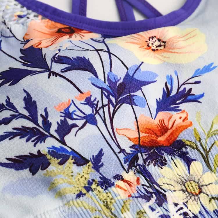 Floral Graphic Cross Back Sports Top Shorts Matching Outfit - image 4