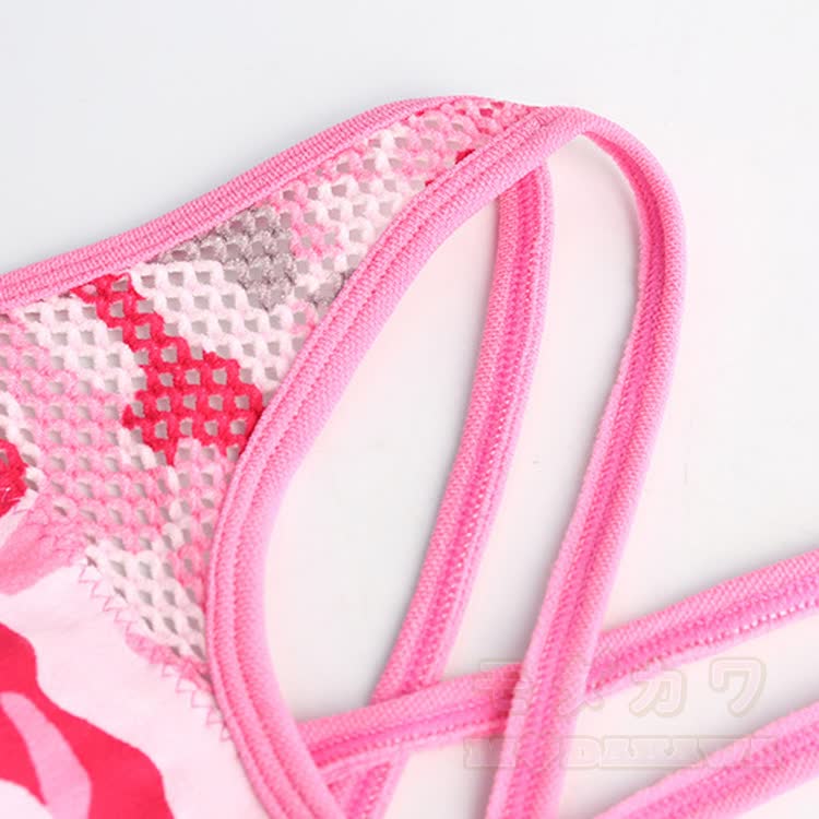 Pink Camo Graphic Cross Back Sports Top Shorts Matching Outfit - image 3