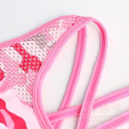 Pink Camo Graphic Cross Back Sports Top Shorts Matching Outfit - image 3