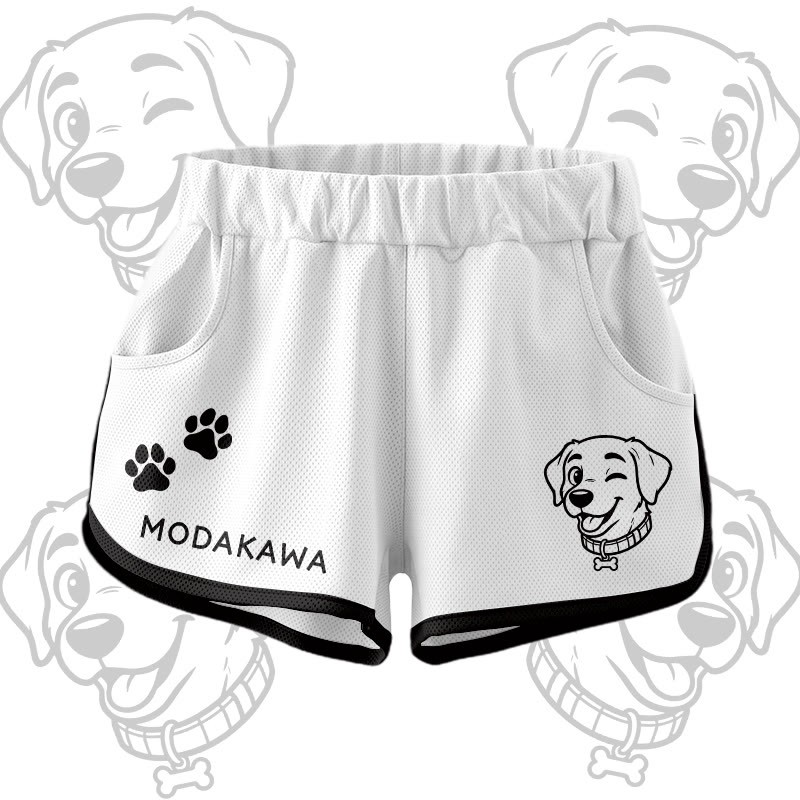 Happy Puppy Graphic Crop Tank Sport Top Shorts Bikini Modakawa Matching Outfit - White Shorts - 5XL - image 11