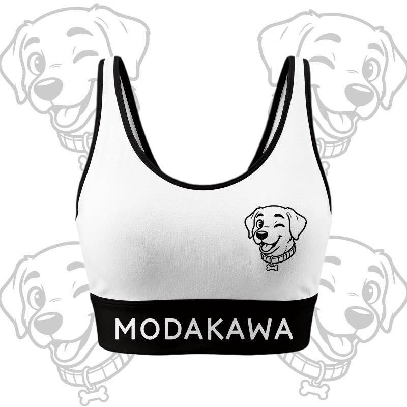 Happy Puppy Graphic Crop Tank Sport Top Shorts Bikini Modakawa Matching Outfit - White Top - 5XL - image 6