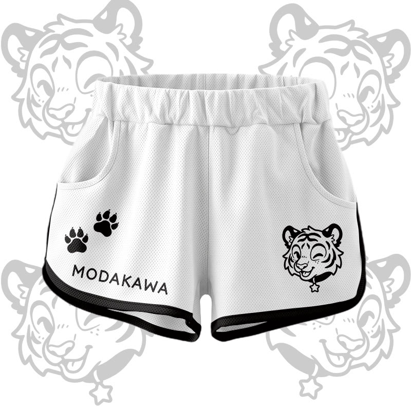 Happy Tiger Graphic Crop Tank Sport Top Shorts Bikini Modakawa Matching Outfit - White Shorts - 5XL - image 11