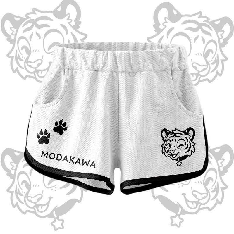 Happy Tiger Graphic Crop Tank Sport Top Shorts Bikini Modakawa Matching Outfit - White Shorts - 5XL - image 11
