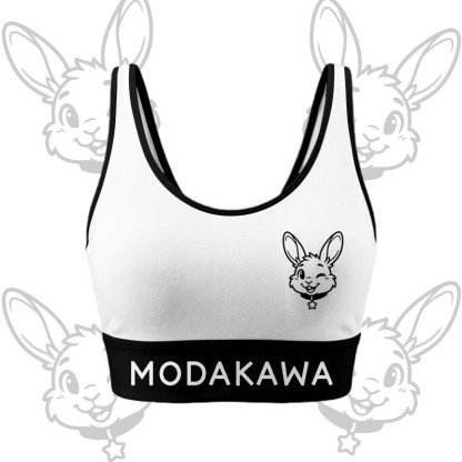 Wink Bunny Graphic Crop Tank Sport Top Shorts Bikini Modakawa Matching Outfit - White Top - 5XL - image 6