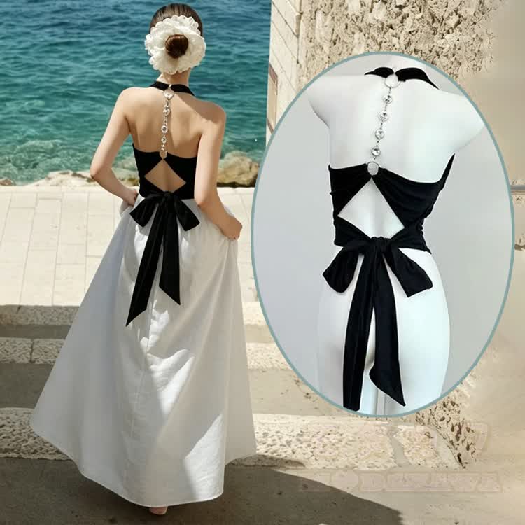 Bow Chain Backless Halter Top - image 1