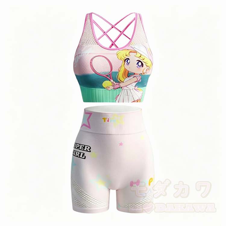 Anime Tennis Girl Mesh Sports Top Shorts Matching Outfit - image 2