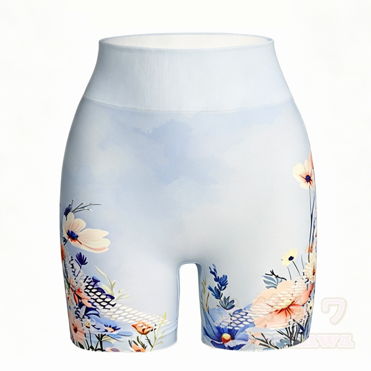 Floral Graphic Cross Back Sports Top Shorts Matching Outfit - Blue Shorts - L - image 12
