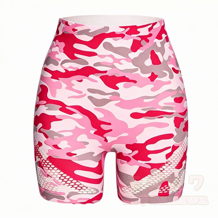 Pink Camo Graphic Cross Back Sports Top Shorts Matching Outfit - Pink Shorts - L - image 10