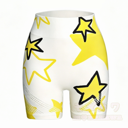 Cartoon Puppy Star Graphic Cross Back Sports Top Shorts Matching Outfit - Yellow Shorts - L - image 10