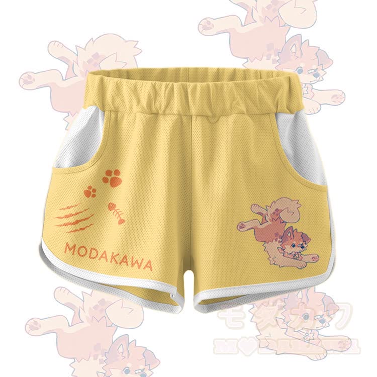 MODAKAWA X popipeko Cute Puppy Graphic Crop Tank Sport Top Shorts Bikini Matching Outfit - Yellow Shorts - 5XL - image 8