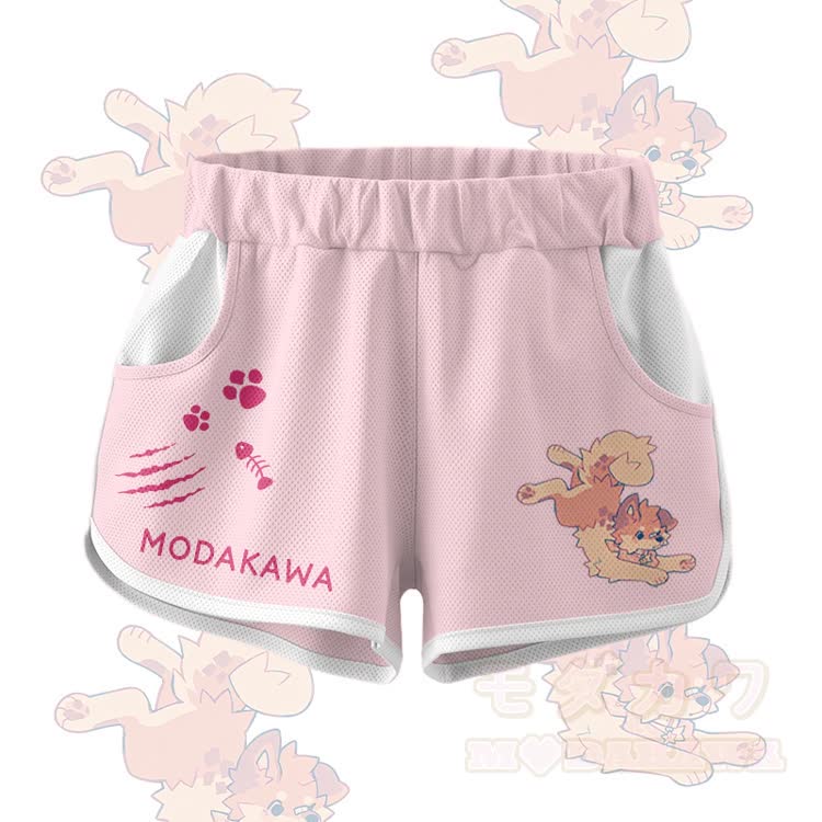 MODAKAWA X popipeko Cute Puppy Graphic Crop Tank Sport Top Shorts Bikini Matching Outfit - Pink Shorts - 5XL - image 7