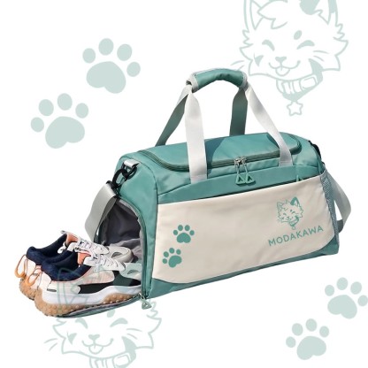 MODAKAWA X popipeko Kitty Graphic Large Capacity Sports Gym Duffel Bag - Green - 55*28*26 cm - image 2