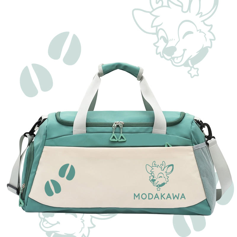 MODAKAWA X popipeko Deer Graphic Large Capacity Sports Gym Duffel Bag - Green - 55*28*26 cm - image 3
