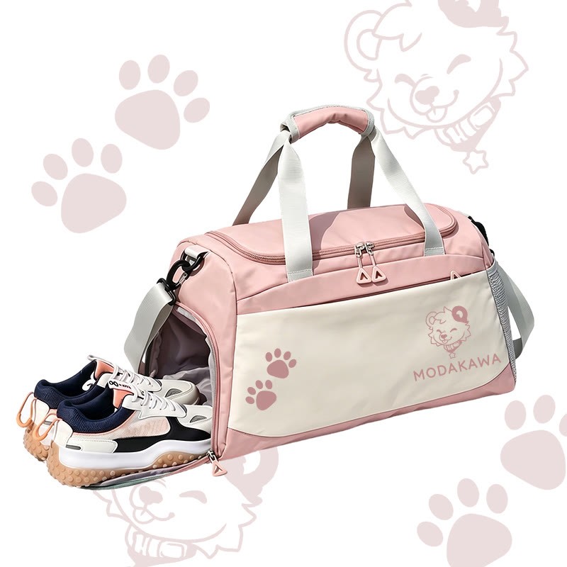 MODAKAWA X popipeko Puppy Graphic Large Capacity Sports Gym Duffel Bag - Pink - 55*28*26 cm - image 3