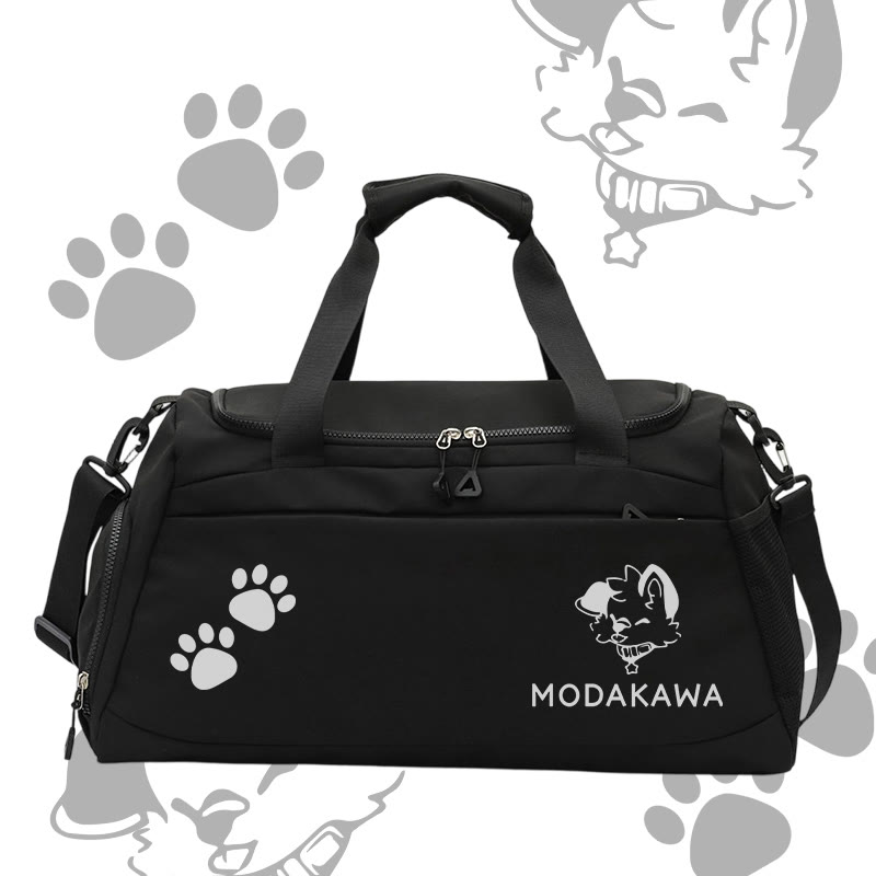 MODAKAWA X popipeko Puppy Graphic Large Capacity Sports Gym Duffel Bag - Black - 55*28*26 cm - image 2