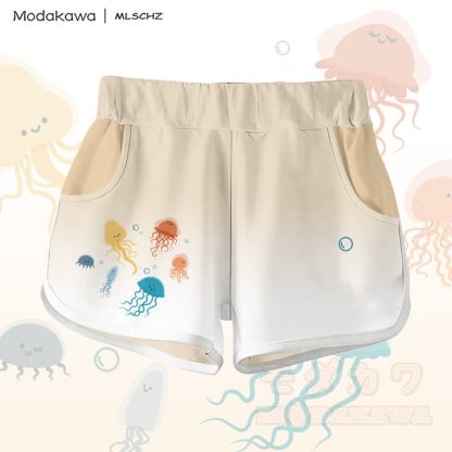 MODAKAWA X MLSCHZ Jellyfish Graphic 100% Cotton T-shirt Gradient Shorts Matching Outfit - Apricot Shorts - 5XL - image 9
