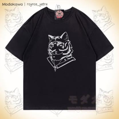 MODAKAWA X roynce_yetra Tiger Graphic 100% Cotton T-shirt - Black - 5XL - image 1