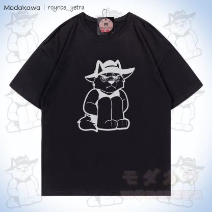 MODAKAWA X roynce_yetra Grumpy Cat Graphic 100% Cotton T-shirt - Black - 5XL - image 2