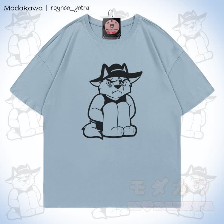 MODAKAWA X roynce_yetra Grumpy Cat Graphic 100% Cotton T-shirt - Light Grey Blue - 5XL - image 1