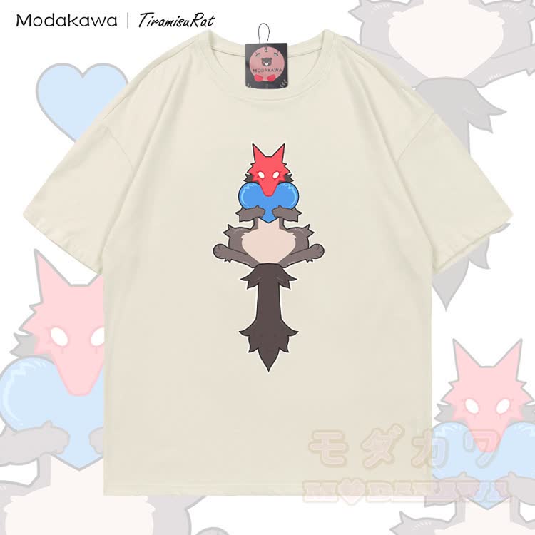 MODAKAWA X TiramisuRat Rat Heart Graphic 100% Cotton T-shirt - Light Beige - 5XL - image 2