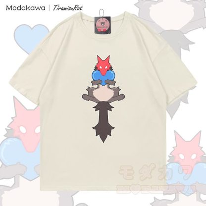 MODAKAWA X TiramisuRat Rat Heart Graphic 100% Cotton T-shirt - Light Beige - 5XL - image 2