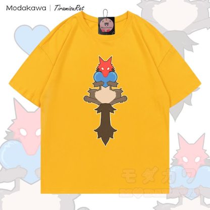 MODAKAWA X TiramisuRat Rat Heart Graphic 100% Cotton T-shirt - Yellow - 5XL - image 1