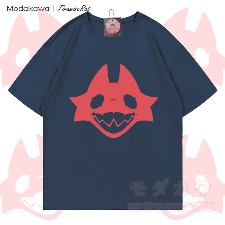 MODAKAWA X TiramisuRat Rat Face Graphic 100% Cotton T-shirt - Purplish Blue - 5XL - image 6
