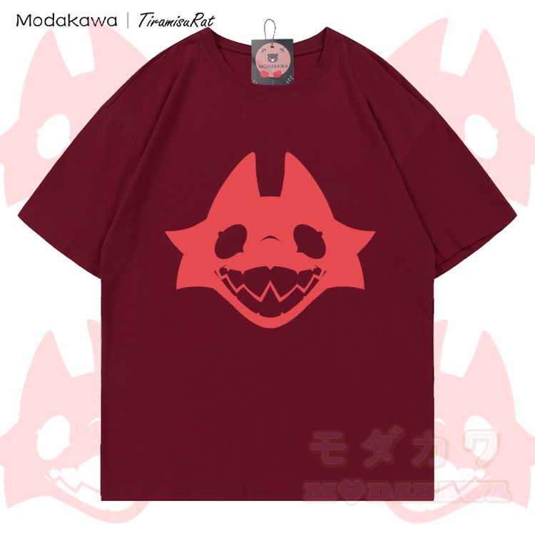 MODAKAWA X TiramisuRat Rat Face Graphic 100% Cotton T-shirt - Red - 5XL - image 5