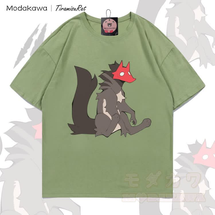 MODAKAWA X TiramisuRat Masked Rat Graphic 100% Cotton T-shirt - Light Green - 5XL - image 1