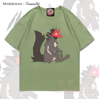 MODAKAWA X TiramisuRat Masked Rat Graphic 100% Cotton T-shirt - Light Green - 5XL - image 1