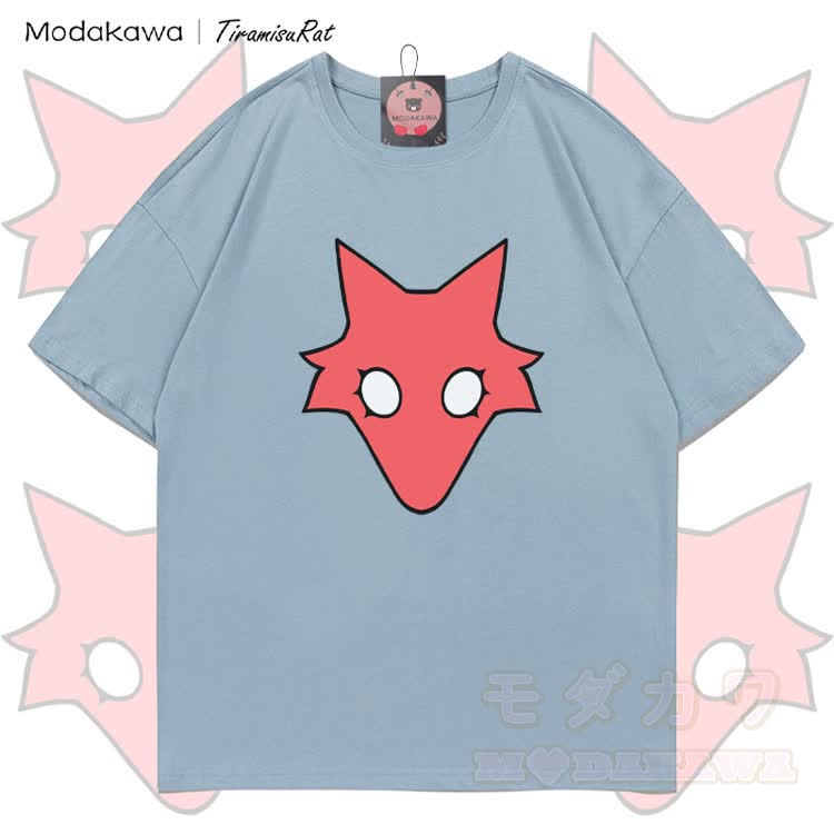MODAKAWA X TiramisuRat Rat Graphic 100% Cotton T-shirt - Light Grey Blue - 5XL - image 1
