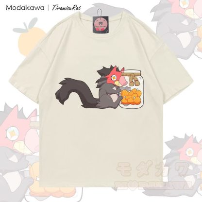 MODAKAWA X TiramisuRat Rat Snack Graphic 100% Cotton T-shirt - Light Beige - 5XL - image 1