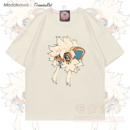 MODAKAWA X TiramisuRat Fluffy Rat Graphic 100% Cotton T-shirt - Light Beige - 5XL - image 2