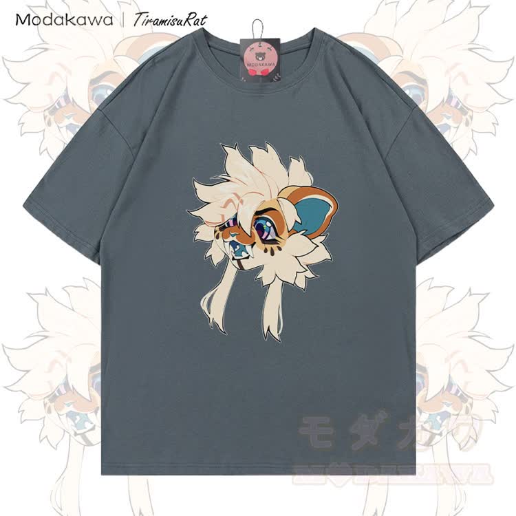 MODAKAWA X TiramisuRat Fluffy Rat Graphic 100% Cotton T-shirt - Grey - 5XL - image 1