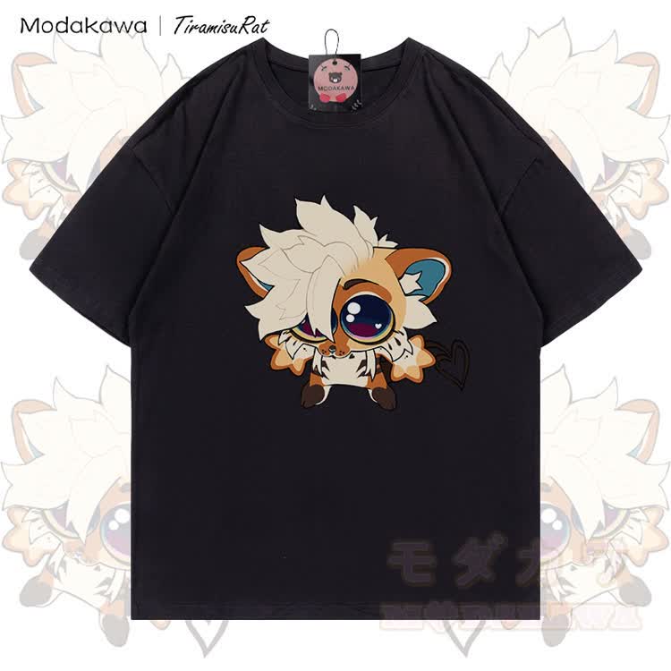 MODAKAWA X TiramisuRat Cute Rat Graphic 100% Cotton T-shirt - Black - 5XL - image 1