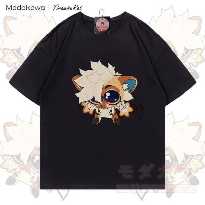 MODAKAWA X TiramisuRat Cute Rat Graphic 100% Cotton T-shirt - Black - 5XL - image 1