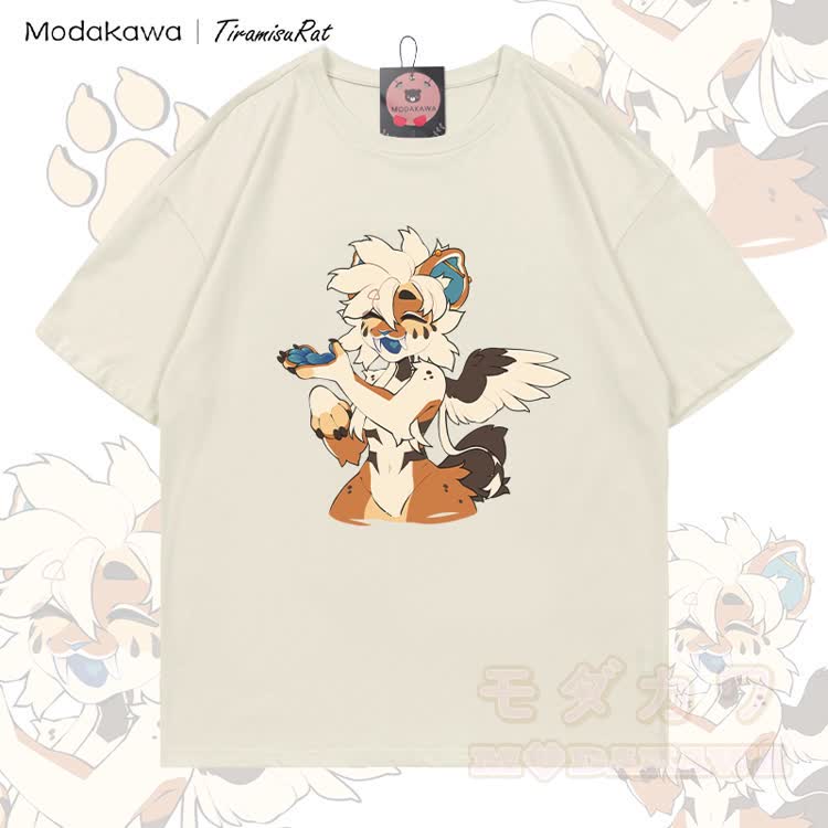 MODAKAWA X TiramisuRat Winged Rat Graphic 100% Cotton T-shirt - Light Beige - 5XL - image 1